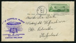 ZEPPELINPOST 243D BRIEF, 1933, Chicagofahrt, US-Post, Akron-Fr`hafen, Prachtbrief In Die Schweiz - Airmail & Zeppelin