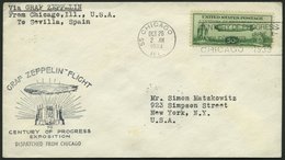 ZEPPELINPOST 244B BRIEF, 1933, Chicagofahrt, US-Post, Chicago-Sevilla, Prachtbrief - Posta Aerea & Zeppelin