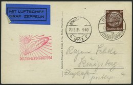 ZEPPELINPOST 246Ba BRIEF, 1934, Deutschlandfahrt, Auflieferung Berlin-Königsberg, Zeppelin-Ansichtskarte Mit Einzelfrank - Luchtpost & Zeppelin