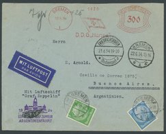 ZEPPELINPOST 254Ba BRIEF, 1934, Argentinienfahrt, Auflieferung Friedrichshafen, Mit Seltenem Freistempler Dampfschiffahr - Luchtpost & Zeppelin