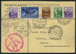 ZULEITUNGSPOST 427 BRIEF, Liechtenstein: 1936, Olympiafahrt, Mit Dienstmarken-Frankatur, Prachtkarte Nach Österreich - Zeppelins