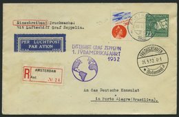 ZULEITUNGSPOST 138 BRIEF, Niederlande: 1932, 1. Südamerikafahrt, Einschreibbrief, Pracht - Zeppelines