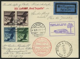 ZULEITUNGSPOST 129E BRIEF, Österreich: 1931, 2. Südamerikafahrt, Anschlussflug Ab Berlin, Nach Uruguay, Prachtkarte - Zeppelin