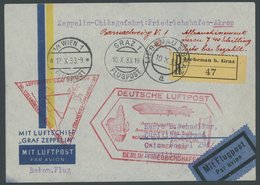 ZULEITUNGSPOST 238E BRIEF, Österreich: 1933, Chicagofahrt, Anschlussflug Ab Berlin, Bis Akron, Bar Frankiert, Einschreib - Zeppelin