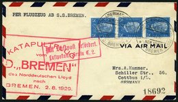 KATAPULTPOST 2c BRIEF, 1.8.1929, &quot,Bremen&quot, - Bremen, Deutsche Seepostaufgabe, Prachtbrief - Storia Postale