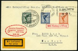 KATAPULTPOST 12b BRIEF, 19.5.1930, &quot,Bremen&quot, - New York. Seepostaufgabe, Prachtbrief - Covers & Documents