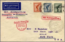 KATAPULTPOST 16b BRIEF, 25.6.1930, Bremen - New York, Seepostaufgabe, Prachtbrief - Cartas & Documentos