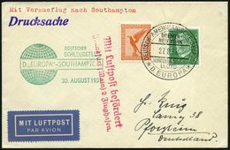 KATAPULTPOST 67c BRIEF, 30.8.1931, Europa - Southampton, Deutsche Seepostaufgabe, Drucksache, Prachtbrief - Cartas & Documentos