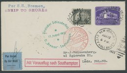 KATAPULTPOST 100a BRIEF, 17.8.1932, Bremen - Southampton, US-Landpostaufgabe, Prachtbrief - Covers & Documents