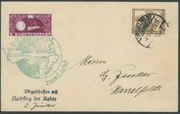 RAKETENPOST 5A1 BRIEF, 6.11.1933, Raketen-Nachtflug Aus Hasselfelde, Frankiert Mit Raketenmarke 1 Mk. Lilarot Und 3 Pf.  - Airmail & Zeppelin