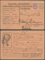 BALLON-FAHRTEN 1897-1916 8.2.1914, Berliner Verein Für Luftschiffahrt, Ballonflugkarte Mit Aufstieg In Bitterfeld Und La - Luchtballons
