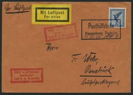 FLUGPLATZ, FLUGHAFENSTPL 7-01f BRIEF, Braunschweig Posthilfstelle Flughafen, 1926, Schwarzer R2, Datum Und Uhrzeit Hands - Vliegtuigen