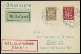 LUFTPOSTBESTÄTIGUNGSSTPL 96-01 BRIEF, STETTIN, R2, Drucksache Von HAMBURG Nach Stettin, Prachtbrief - Posta Aerea & Zeppelin