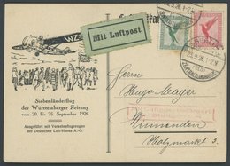 LUFTPOSTBESTÄTIGUNGSSTPL 99-01 BRIEF, STUTTGART, R2, Ansichtskarte Von BERLIN Nach Winnenden, Pracht - Correo Aéreo & Zeppelin