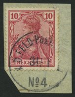 DP CHINA P Vc BrfStk, Petschili: 1900, 10 Pf. Reichspost, Stempel K.D. FELD-POSTSTATION No. 4, Prachtbriefstück - Deutsche Post In China