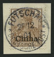 DP CHINA 15b BrfStk, 1902, 3 Pf. Dunkelorangebraun, Zentrischer Stempel FUTSCHAU, Kabinettbriefstück - China (oficinas)