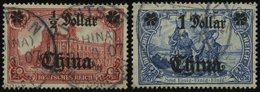 DP CHINA 44IA,45IAII O, 1906/7, 1/2 D. Auf 1 M. Und 1 D. Auf 2 M., Mit Wz., Friedensdruck, 2 Prachtwerte, Mi. 100.- - China (oficinas)