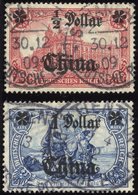 DP CHINA 44IAI,45IAII O, 1906/7, 1/2 D. Auf 1 M. Und 1 D. Auf 2 M., Mit Wz., Friedensdruck, 2 Werte üblich Gezähnt Prach - China (offices)