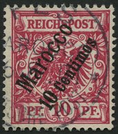 DP IN MAROKKO 3d O, 1899, 10 C. Auf 10 Pf. Lilarot, Pracht, Gepr. Jäschke-L., Mi. 100.- - Morocco (offices)