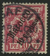DP IN MAROKKO 3d O, 1899, 10 C. Auf 10 Pf. Lilarot, Kleine Helle Stelle Sonst Pracht, Gepr. Jäschke-L., Mi. 100.- - Deutsche Post In Marokko