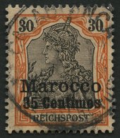 DP IN MAROKKO 12PFII O, 1900, 35 C. Auf 30 Pf. Mit Plattenfehler Kopf Des R In Reichspost Oben Schräg Abgeschnitten Und  - Morocco (offices)
