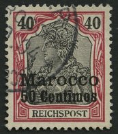 DP IN MAROKKO 13PFII O, 1900, 50 C. Auf 40 Pf. Mit Plattenfehler Reichspost Unten Angeschnitten, O In Post Meist Offen,  - Marokko (kantoren)