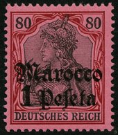 DP IN MAROKKO 29 **, 1905, 1 P. Auf 80 Pf., Ohne Wz., Postfrisch, Pracht, Mi. 70.- - Deutsche Post In Marokko