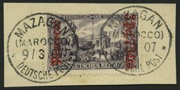 DP IN MAROKKO 32B BrfStk, 1905, 3 P. 75 C. Auf 3 M., Ohne Wz., Gezähnt B, Stempel MAZAGAN, Prachtbriefstück, Mi. (70.-) - Deutsche Post In Marokko
