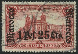 DP IN MAROKKO 43 O, 1906, 1 P. 25 C. Auf 1 M., Mit Wz., Stempel CASABLANCA, Stumpfer Eckzahn Sonst Pracht, Mi. 220.- - Marocco (uffici)