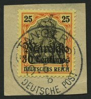 DP IN MAROKKO 50I BrfStk, 1911, 30 C. Auf 25 Pf., Mit Wz., Stempel TANGER B (CC), Prachtbriefstück - Morocco (offices)