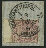 DP TÜRKEI V 37d BrfStk, 1889, 2 M. Lebhaftgraulila, Links Mit Anhängendem Steg, Stempel CONSTANTINOPEL 1, Prachtbriefstü - Turchia (uffici)