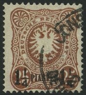 DP TÜRKEI 4b O, 1887, 11/4 PIA. Auf 25 Pf. Orangebraun, Rückseitige Schürfung Sonst Pracht, Gepr. Jäschke-L., Mi. 340.- - Turquie (bureaux)