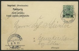 DP TÜRKEI 12II BRIEF, 1904, 10 PA. Auf 5 Pf., Aufdruck Type II, Auf Ansichtskarte Von JERUSALEM Nach Neunkirchen, Pracht - Turkse Rijk (kantoren)