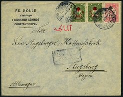 DP TÜRKEI 1915, Firmenbrief Von CONSTANTINOPEL über STAMBOUL Nach Augsburg Mit Türkischer Frankatur, Pracht - Turchia (uffici)