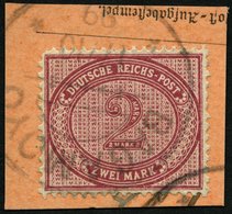 DEUTSCH-OSTAFRIKA VO 37e BrfStk, 1899, 2 M. Dunkelrotkarmin Auf Postabschnitt Mit Stempel BAGAMOYO, Stumpfer Eckzahn Son - German East Africa