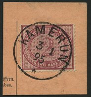 KAMERUN V 37e BrfStk, 1895, 2 M. Dunkelrotkarmin, Stempel KAMERUN, Postabschnitt, Kabinett - Kameroen