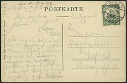 KAMERUN 21I BRIEF, 1909, 5 Pf. Grün, Mit Wz., Auf Ansichtskarte Von DUALA Nach Erfurt, Pracht - Camerún