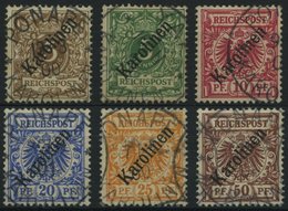 KAROLINEN 1-6I O, 1899, Diagonaler Aufdruck, Prachtsatz, Alle Werte Geprüft Bzw. Fotoattest, Mi. 7000.- - Karolinen