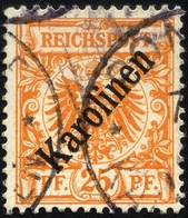 KAROLINEN 5I O, 1899, 25 Pf. Diagonaler Aufdruck, Pracht, Fotoattest Bothe, Mi. 3400.- - Carolinen