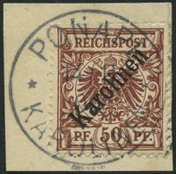 KAROLINEN 6I BrfStk, 1899, 50 Pf. Diagonaler Aufdruck, Prachtbriefstück, Gepr. Dr. Lantelme, Mi. (1800.-) - Carolinen