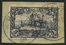 KAROLINEN 18 BrfStk, 1900, 3 M. Violettschwarz Auf Briefstück (zur Kontrolle Gelöst), üblich Gezähnt Pracht, Signiert, M - Caroline Islands