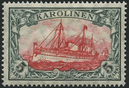 KAROLINEN 22IA *, 1915, 5 M. Grünschwarz/dunkelkarmin, Mit Wz., Friedensdruck, Falzrest, Pracht, Gepr. Jäschke-L., Mi. 2 - Caroline Islands