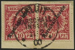 MARSHALL-INSELN 3I Paar BrfStk, 1897, 10 Pf. Jaluit-Ausgabe Im Waagerechten Paar, Prachtbriefstück, Gepr. Jäschke-L. - Isole Marshall