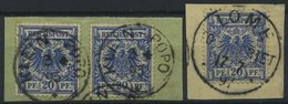 TOGO V 48d BrfStk, 1895/9, 20 Pf. Violettultramarin, Stempel KLEIN-POPO Und LOME, 2 Prachtbriefstücke - Togo