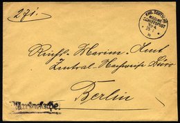 MSP VON 1914 - 1918 4 (Linienschiff WÖRTH), 25.1.1916, Marinesache An Das Reichs-Marine-Amt, Zentral-Nachreise-Büro, Ber - Deutsche Post In Der Türkei