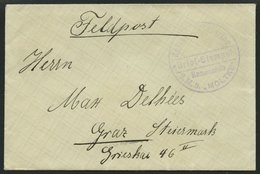 MSP VON 1914 - 1918 (Großer Kreuzer MOLTKE), 1914, Violetter Briefstempel, Feldpostbrief Von Bord Der Moltke, Pracht - Deutsche Post In Der Türkei