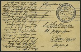 MSP VON 1914 - 1918 (Schlachtkreuzer DERFFLINGER), 19.10.1914, Blauer Briefstempel, Feldpost-Ansichtskarte (S.M.S. Derff - Turquia (oficinas)