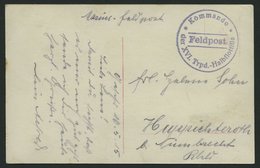 MSP VON 1914 - 1918 (16. T-Boots Halbflottille), 10.5.1915, Violetter Feldpost- Briefstempel, Feldpostkarte Von Bord Ein - Turquie (bureaux)