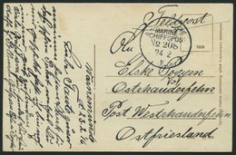 MSP VON 1914 - 1918 208 (Vorposten-Halbflottille WEST), 24.2.1916, Feldpost-Ansichtskarte Von Bord Eines Vorpostenbootes - Turkey (offices)