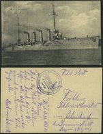 MSP VON 1914 - 1918 (Hilfsstreuminendampfer PRINZ ADALBERT), 22.10.1914, Violetter Briefstempel, Feldpost-Ansichtskarte  - Deutsche Post In Der Türkei